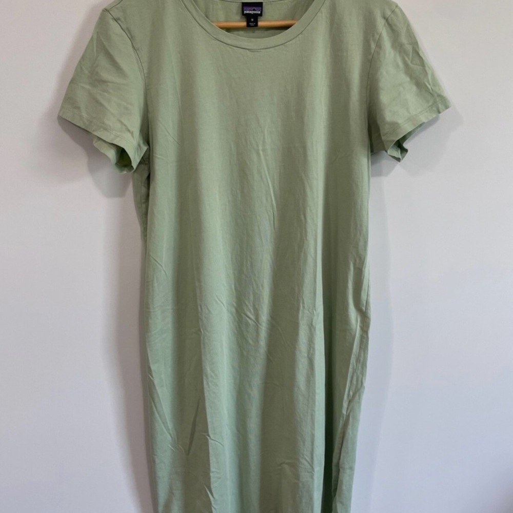 PATAGONIA Women's Regenerative Organic Cotton T-Shirt Dress Salvia Green Medium